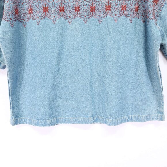 Current/Elliott The Embroidered Top Size 1 Small Womens Denim Blouse - Picture 10 of 14